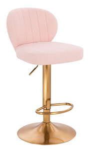 HR193N Scaun Roz Pudra Boucle cu Bază Aurie