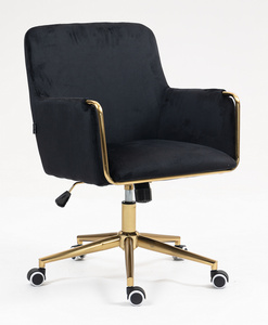 HR4318K Scaun Neagră Catifea cu Bază Aurie