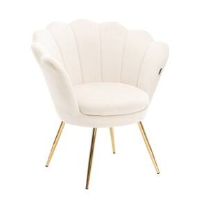 Fotoliu FREY Crem din Catifea cu Picioare Aurii