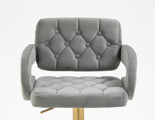HR8403KW Scaun Catifea Gray cu Bază Aurie