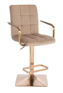 HC1015WP Pătrat Scaun Latte Catifea cu Bază Aurie