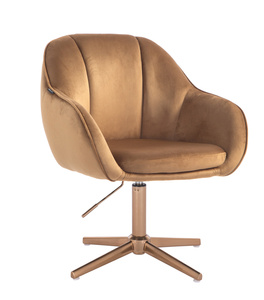 HR2055CROSS Scaun Galben Miere din Catifea cu Bază Aurie