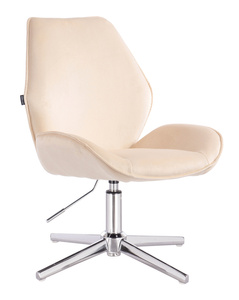 HR350CROSS Scaun Crem din Catifea Bază Cromata