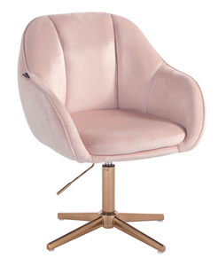 HR2055CROSS Scaun Roz Pudra din Catifea cu Bază Aurie
