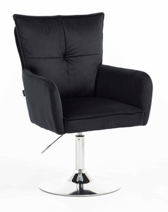 HR250N Scaun Catifea Neagră Bază Cromata