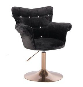 HR804CN scaun Catifea Negru cu Bază Aurie