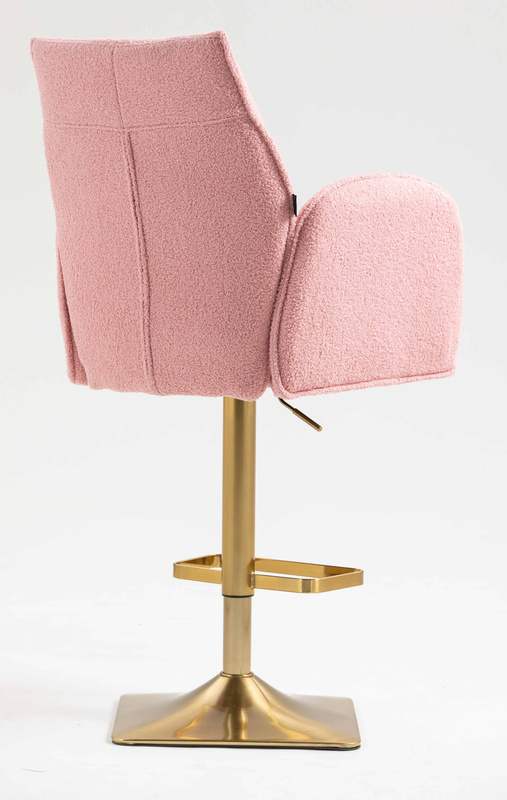 HR280KW Scaun Roz Pudra Boucle cu Bază Aurie