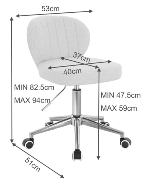 HR193N Scaun Crem Boucle cu Bază Cromata