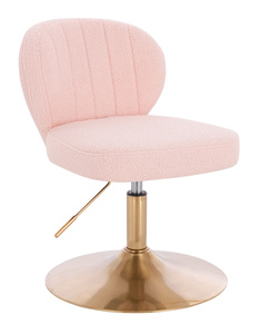 HR193N Scaun Roz Pudra Boucle cu Bază Aurie