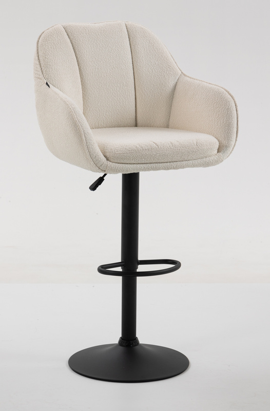 HR2055W Scaun Crem din Boucle cu Bază Neagră
