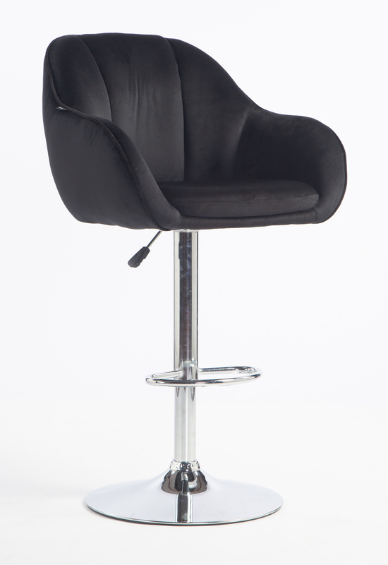 HR2055W Scaun Neagră din Catifea cu Bază Cromata