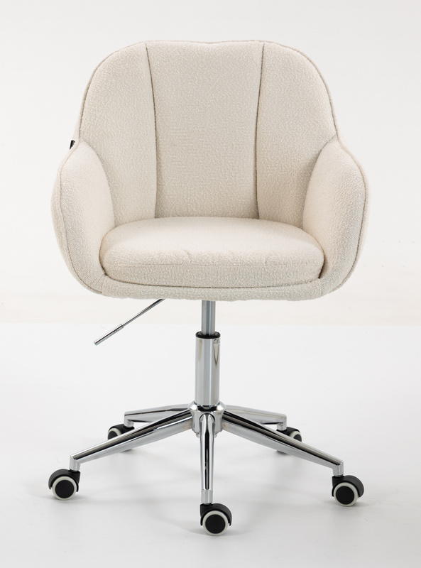 HR2055K Scaun Crem din Boucle cu Bază Cromata