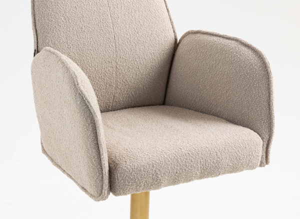 HR280KW Scaun Latte Boucle cu Bază Aurie