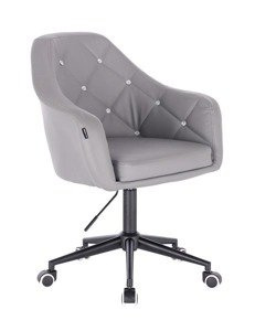 HR830K Scaun Gri de Piele cu Bază Neagra