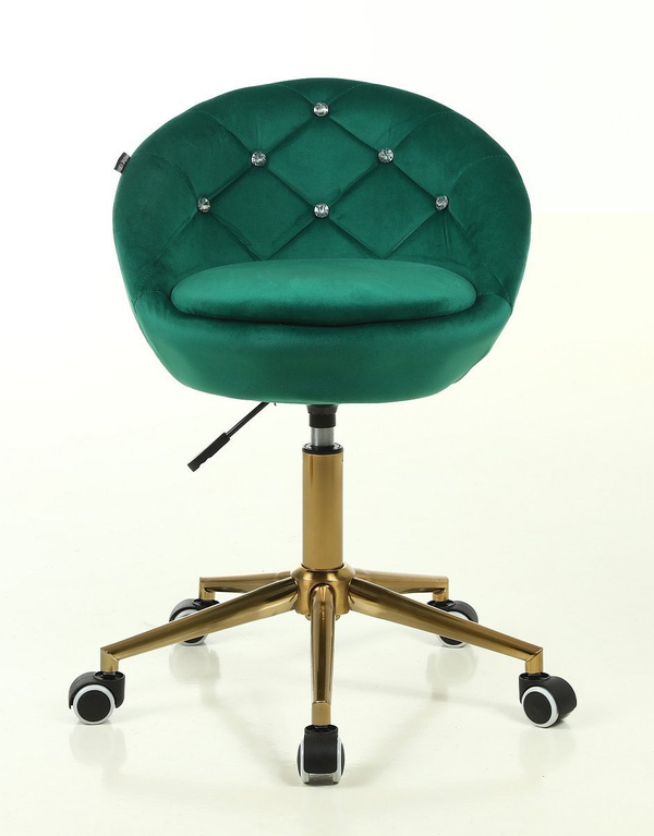 HR948K Scaun Verde din Catifea cu Bază Aurie