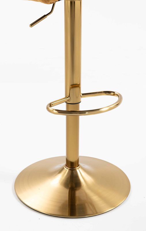 HR250W Scaun Catifea Reiată Premium Ruloare Curry Galben Bază Aurie