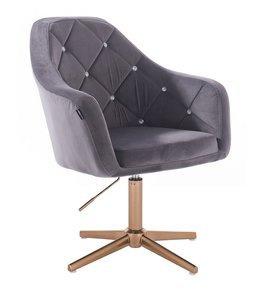 HR830CROSS Scaun Catifea Grafit cu Bază Aurie