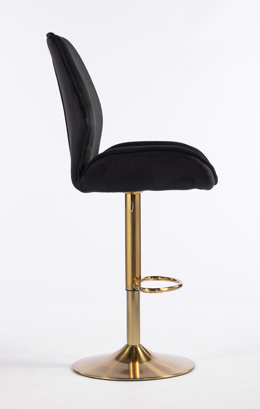 HR350W Scaun Neagră din Catifea Bază Aurie