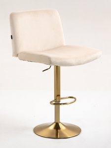 HR150W Scaun Crem din Catifea cu Bază Aurie