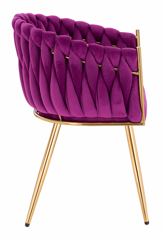 HR750 Scaun cu picioare Aurie Fucsia din Catifea