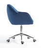 HR2055K Scaun Bleumarin din Catifea cu Bază Cromata