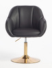 HR2055N Scaun Neagră din Piele Ecologica cu Bază Aurie
