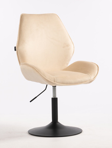 HR350N Scaun Crem din Catifea Bază Neagră