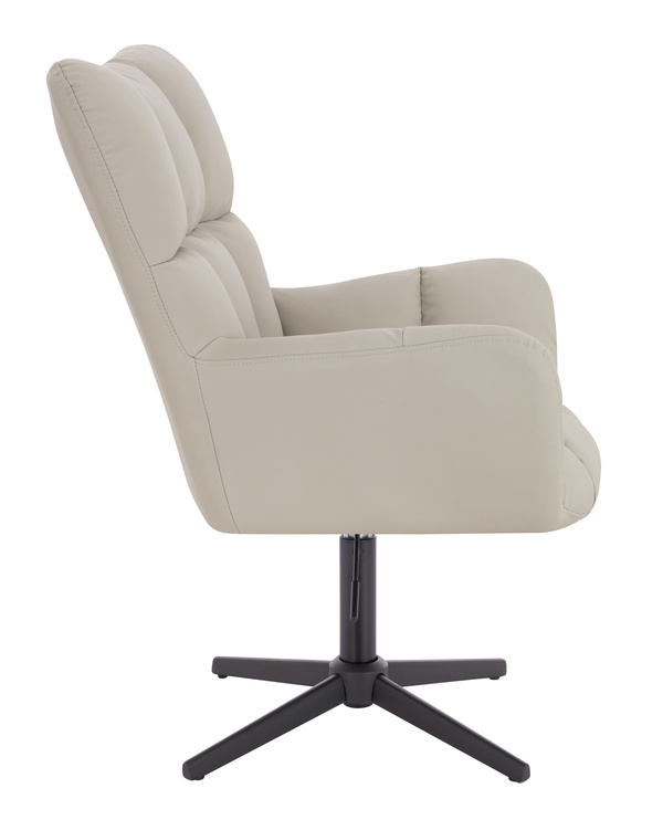 HR650CROSS Scaun Ecru Piele Ecologica Premium Soft cu Bază Neagră