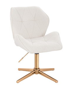 HR212CROSS Scaun Crem Boucle cu Bază Aurie