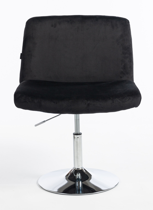 HR150N Scaun Neagră din Catifea cu Bază Cromata