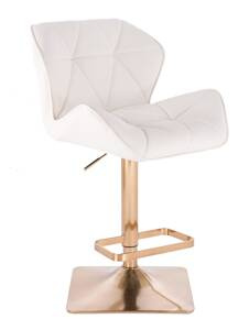 HC111KW Scaun Alb Piele Ecologica cu Bază Aurie
