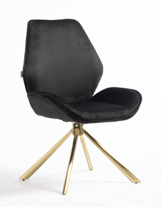 HR350 BAZĂ STEA Scaun Neagră din Catifea Bază Aurie