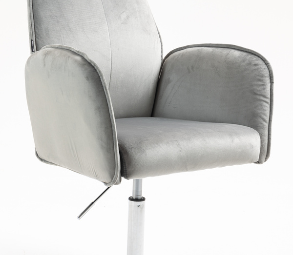 HR280N Scaun Gray din Catifea cu Bază Cromata