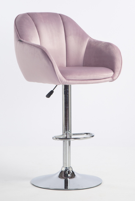 HR2055W Scaun Mov din Catifea cu Bază Cromata