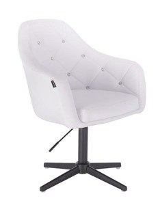 HC830CROSS Scaun Alb de Piele cu Bază Neagra
