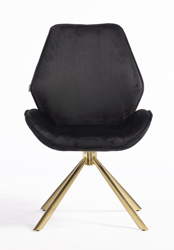 HR350 BAZĂ STEA Scaun Neagră din Catifea Bază Aurie