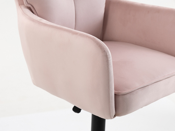 HR250W Scaun Catifea Roz Pudra Bază Neagră