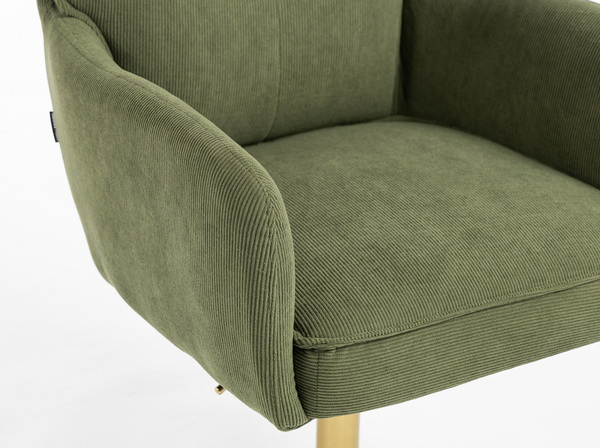 HR250N Scaun Zsályazöld Prémium Kordbársony Bază Aurie