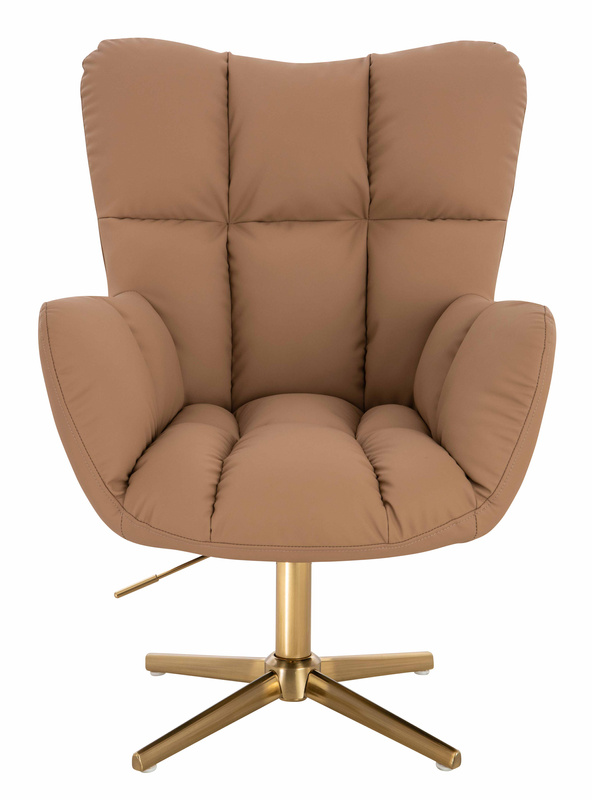 HR650CROSS Scaun Caramel Piele Ecologica Premium Soft cu Bază Aurie