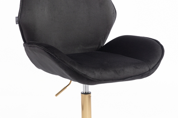 HR350K Scaun Neagră din Catifea Bază Aurie
