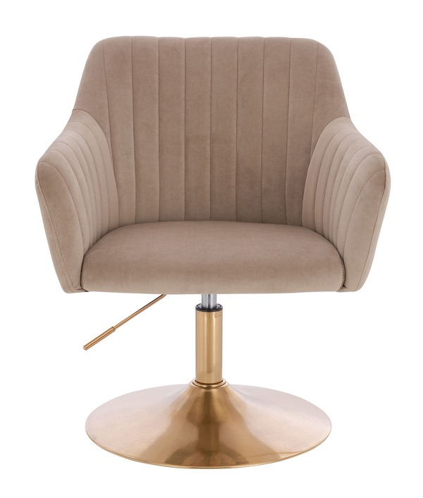 HR190N Scaun Latte Pudra din Catifea cu Bază Aurie