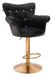 HR804CW scaun Catifea Neagră cu Bază Aurie