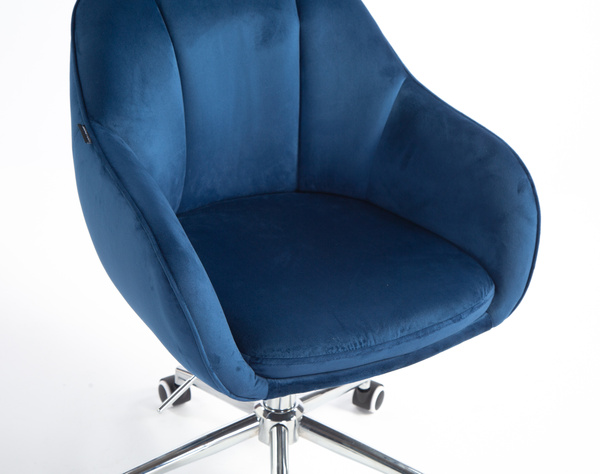 HR2055K Scaun Bleumarin din Catifea cu Bază Cromata