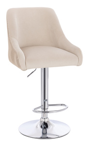 HR920W Scaun Crem din Catifea cu Bază Cromata