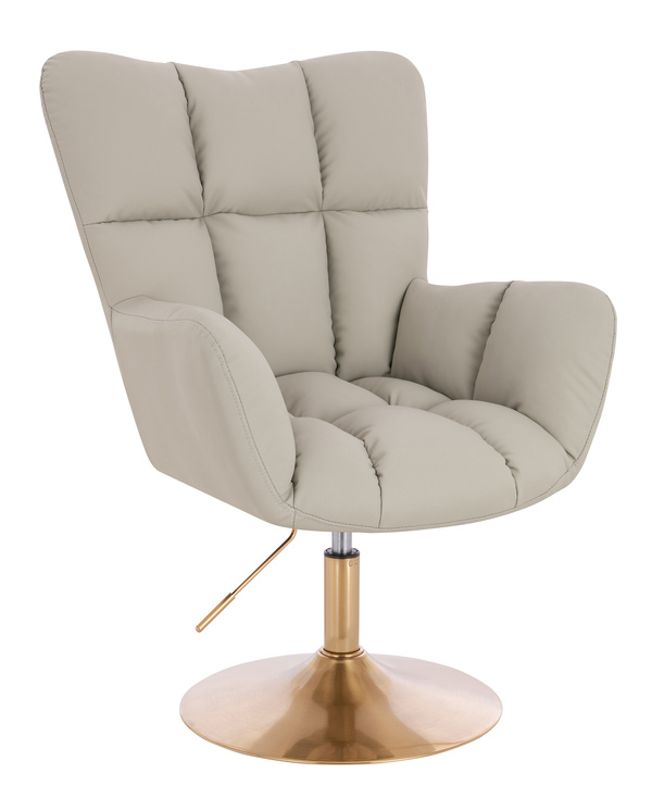 HR650N Scaun Ecru Piele Ecologica Premium Soft cu Bază Aurie