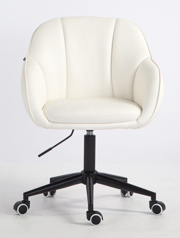 HR2055K Scaun Alb din Piele Ecologica cu Bază Neagră