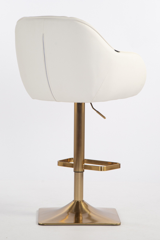 HR2055KW Scaun Alb din Piele Ecologica cu Bază Aurie