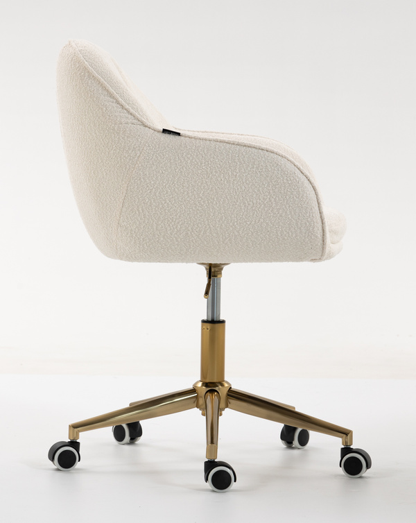 HR2055K Scaun Crem din Boucle cu Bază Aurie
