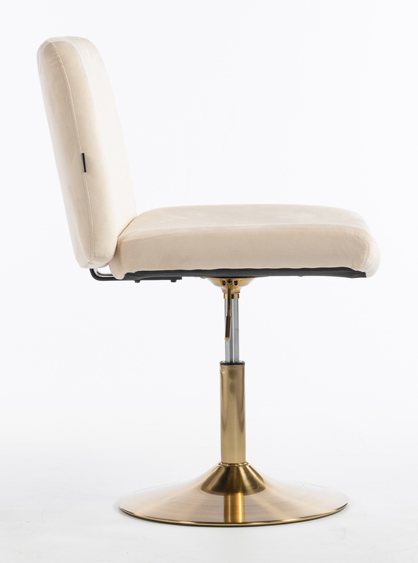 HR150N Scaun Crem din Catifea cu Bază Aurie