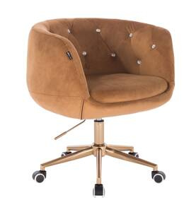 HR333CK Scaun Catifea Galben Miere cu Bază Aurie